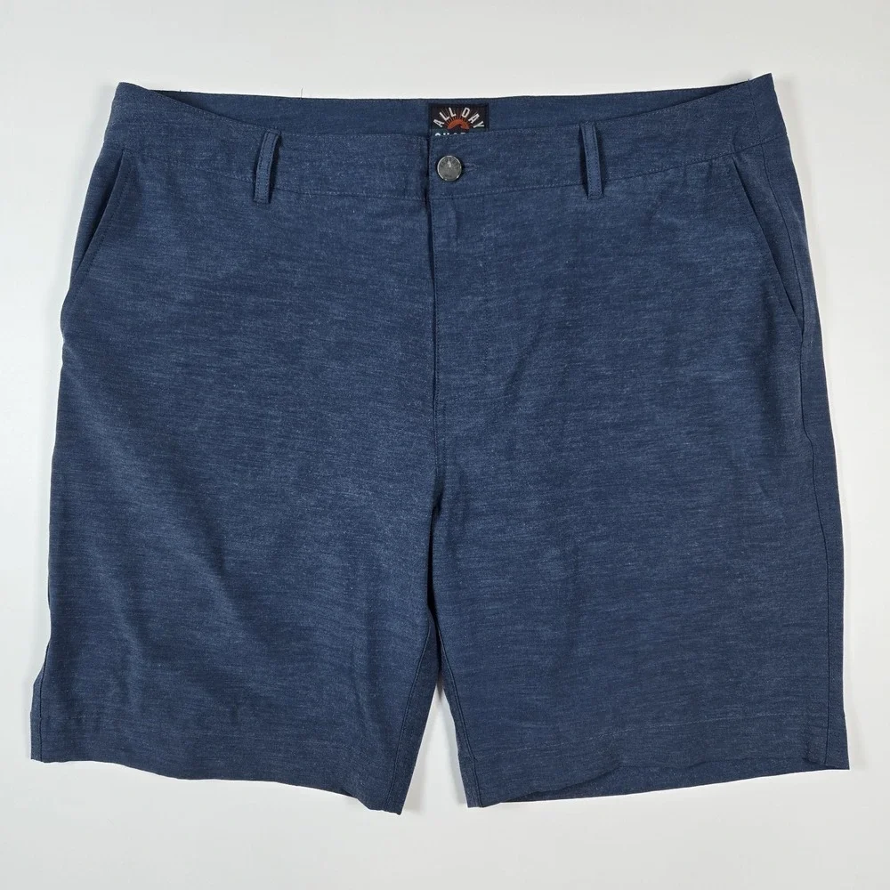 Faherty ALL DAY Shorts Mens 36 Blue Hybrid Stretch Pockets Performance Golf